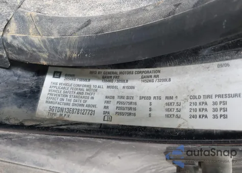 2007 Hummer H3 Suv z USA, uszkodzony, nr VIN 5GTDN13E878127731